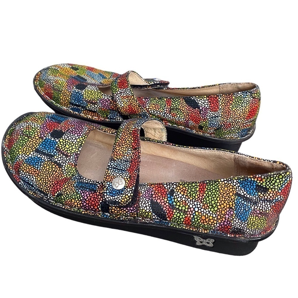 Alegria Slim Mary Jane l Painterly Leather Rainbow Print Size 8 Nurse Shoes